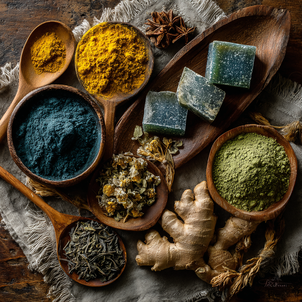 Різноманітні корисні продукти для здоров'я: риба, горіхи, зелень, ягоди